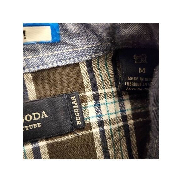 Scotch & Soda mens Med Plaid button up shirt. Regular fit green/brown longslv - Picture 11 of 11